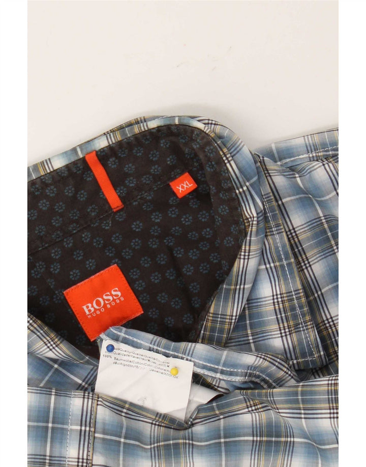 Camicia da uomo Hugo Boss 2XL in cotone a quadri blu