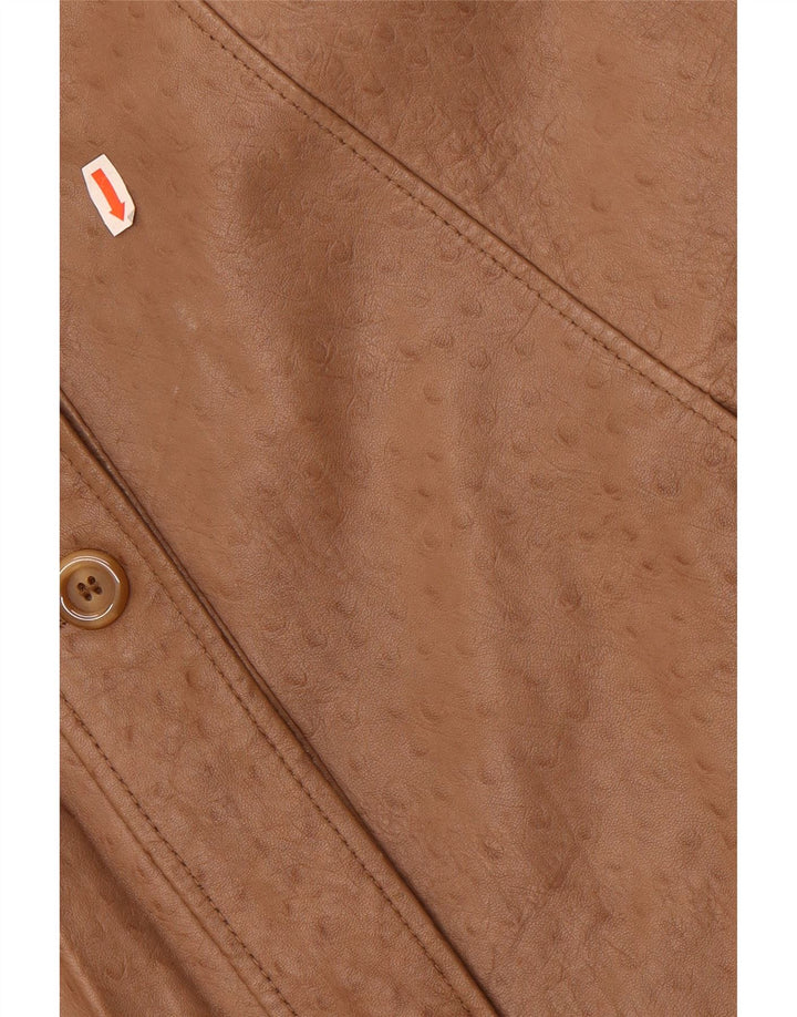 Cappotto oversize in pelle vintage da donna EU 40 in pelle beige medio