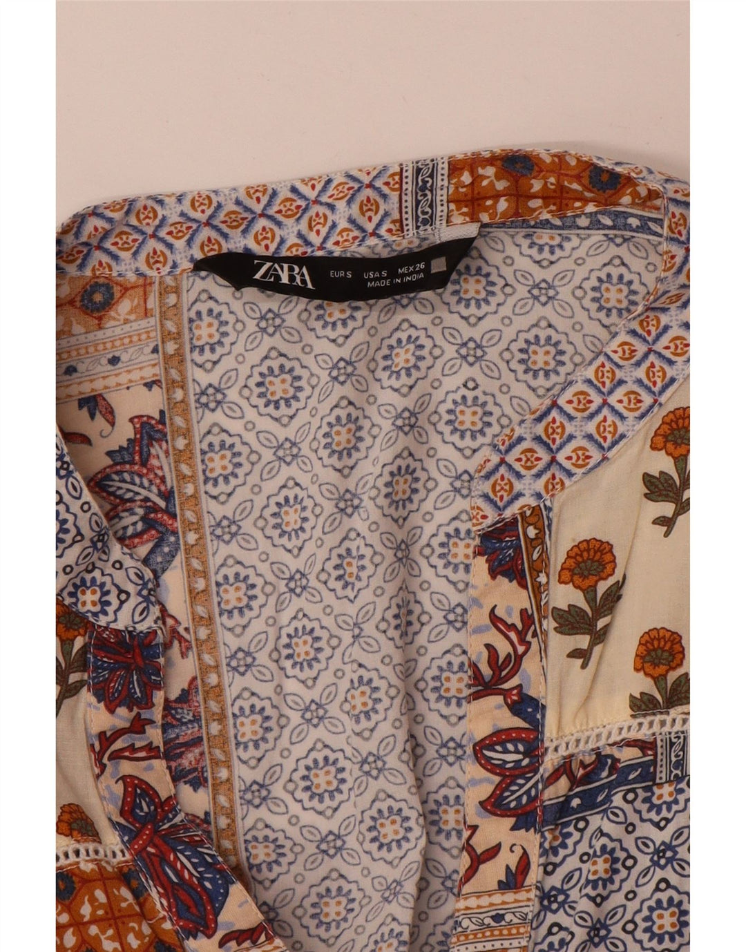 Abito a strati a maniche lunghe da donna Zara UK 10 Piccolo patchwork multicolore