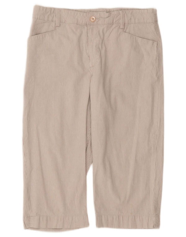 Lee Womens Petite Capri Trousers US 12 Large W30 L17 Beige Striped Cotton