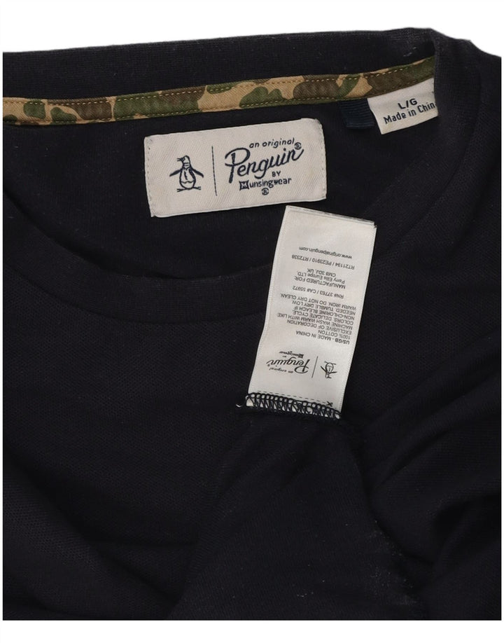 T-shirt da uomo Penguin Top grande in cotone blu navy