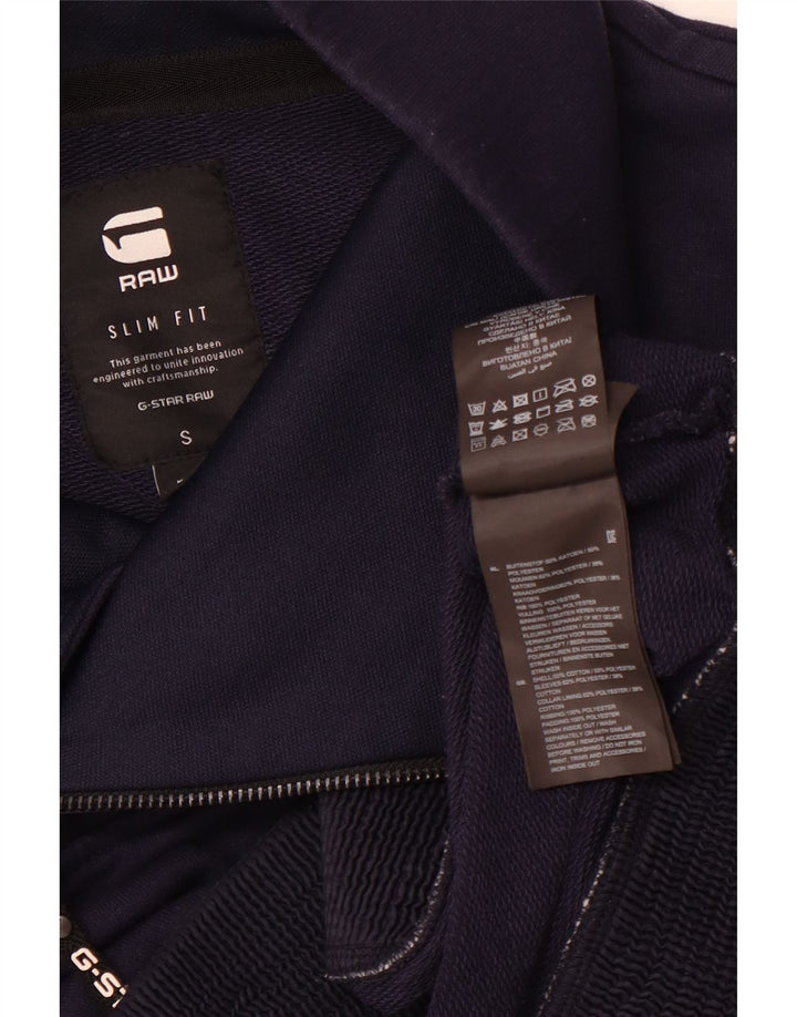 Felpa da donna slim fit con collo con zip G-Star, maglione piccolo in cotone blu navy