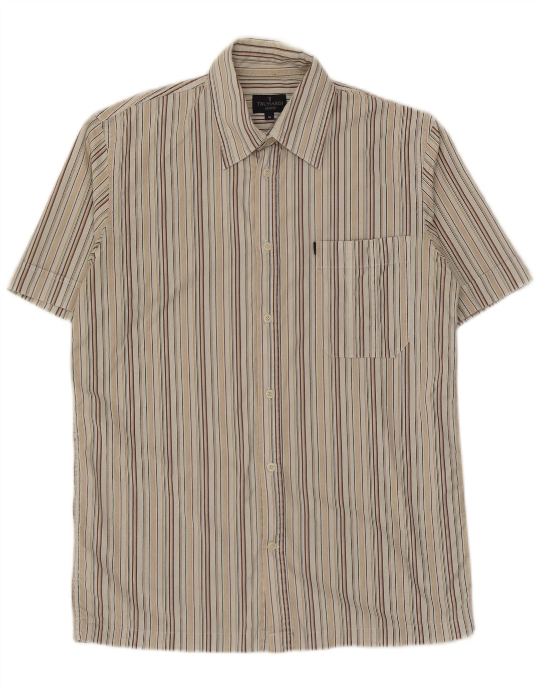 Camicia Uomo Trussardi Jeans Manica Corta Beige Medio Righe