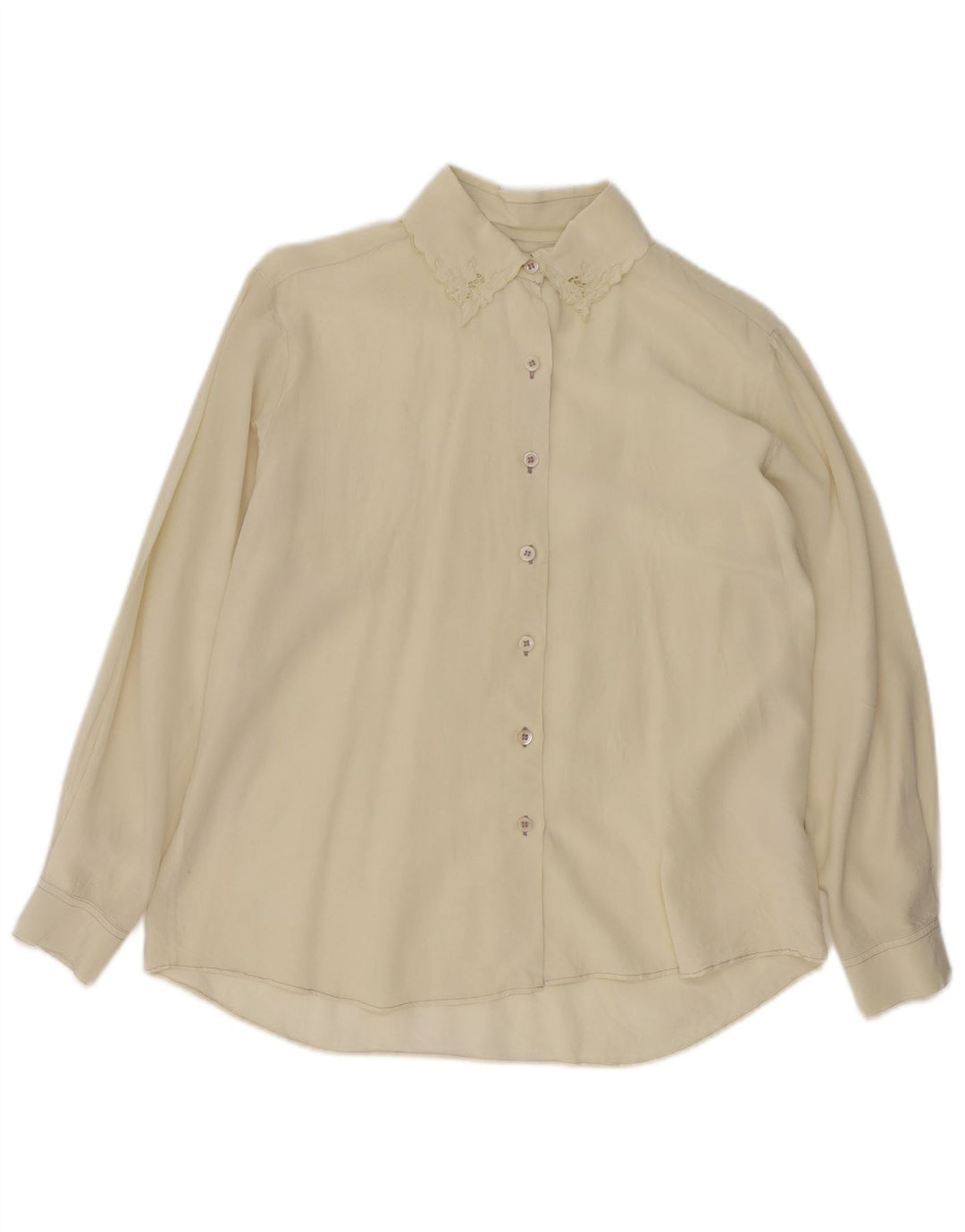 Camicia vintage da donna a maniche lunghe con vestibilità regolare UK 14 medio bianco sporco