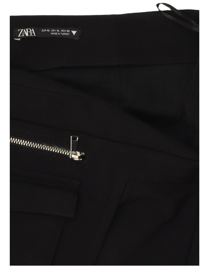 Minigonna a vita alta da donna ZARA XL W32 poliestere nero