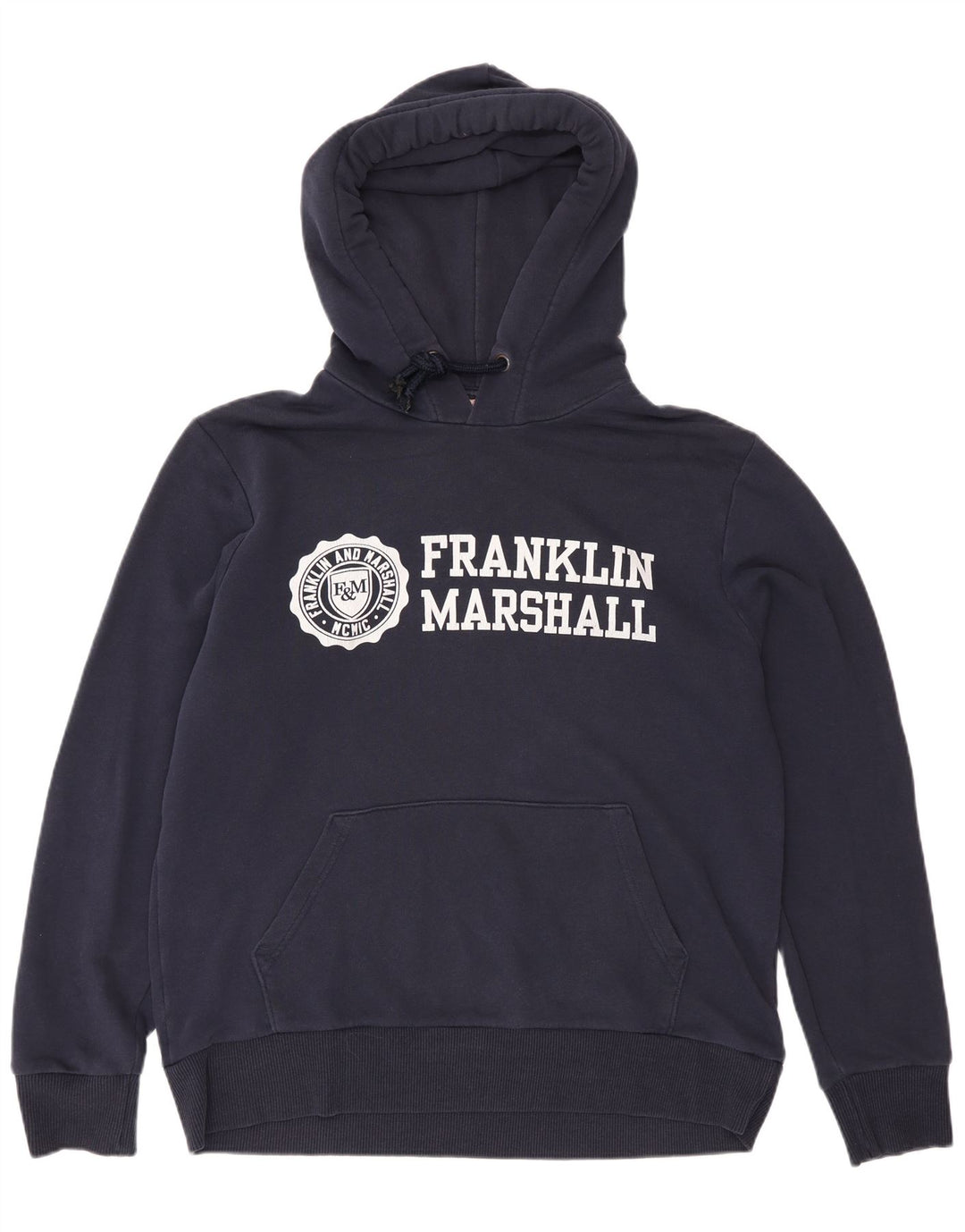 Maglione con cappuccio grafico da uomo Franklin Marshall XL blu navy