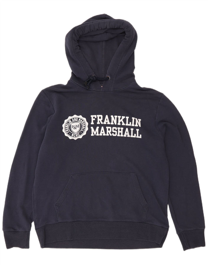 Maglione con cappuccio grafico da uomo Franklin Marshall XL blu navy