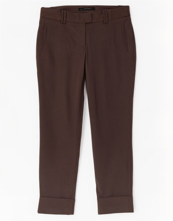 Pantaloni da abito slim da donna Zara EU 38 Small W28 L28 Marrone a righe