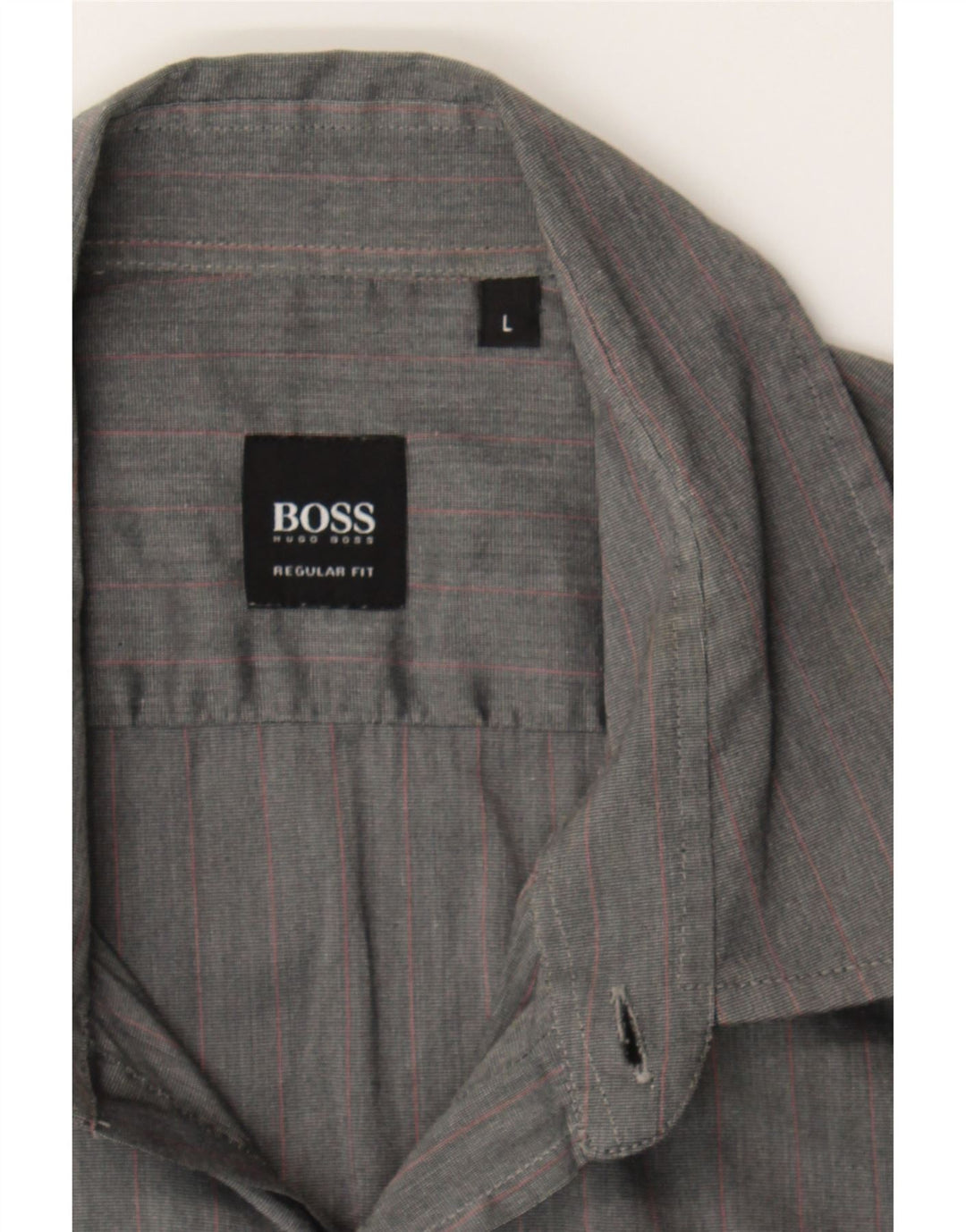 HUGO BOSS Mens Regular Fit Shirt Large Grey Pinstripe Cotton Vintage Hugo Boss and Second-Hand Hugo Boss from Messina Hembry 