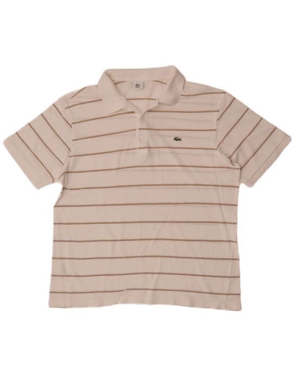 Polo da uomo Lacoste taglia 6 XL in cotone a righe bianche