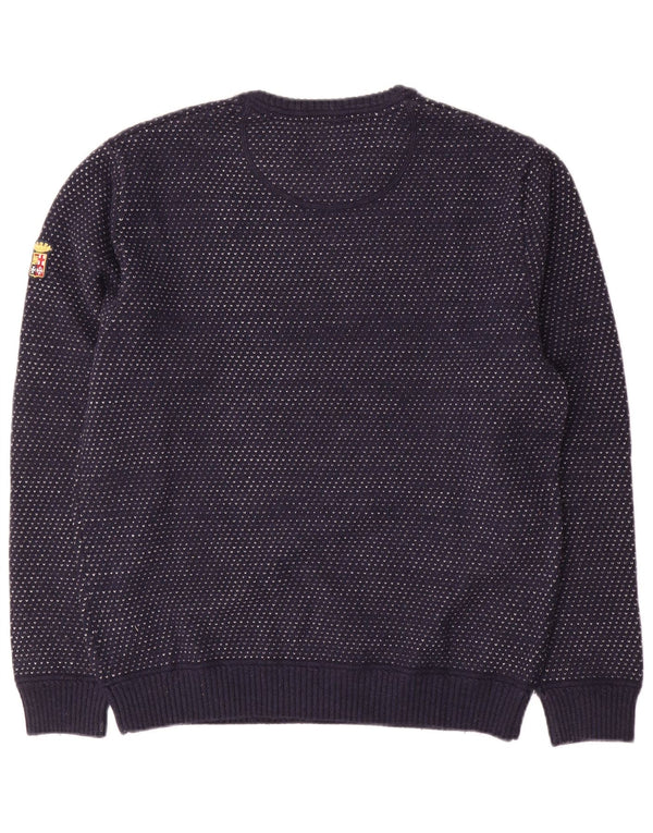 Marina Militare Maglione da uomo con scollo a barca 2XL Lana screziata blu navy