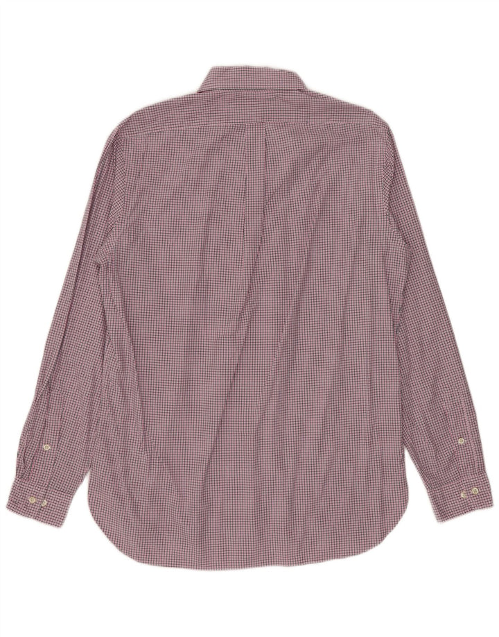 Camicia da uomo Ralph Lauren taglia 15 1/2 cotone a quadri rosa medio