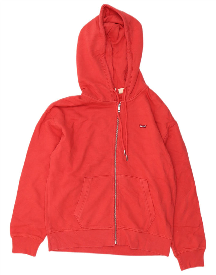 Maglione con cappuccio e zip oversize da donna Levi's UK 10 piccolo cotone rosso