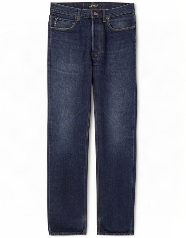 Armani Jeans dritti da uomo W33 L32 Blu Cotone
