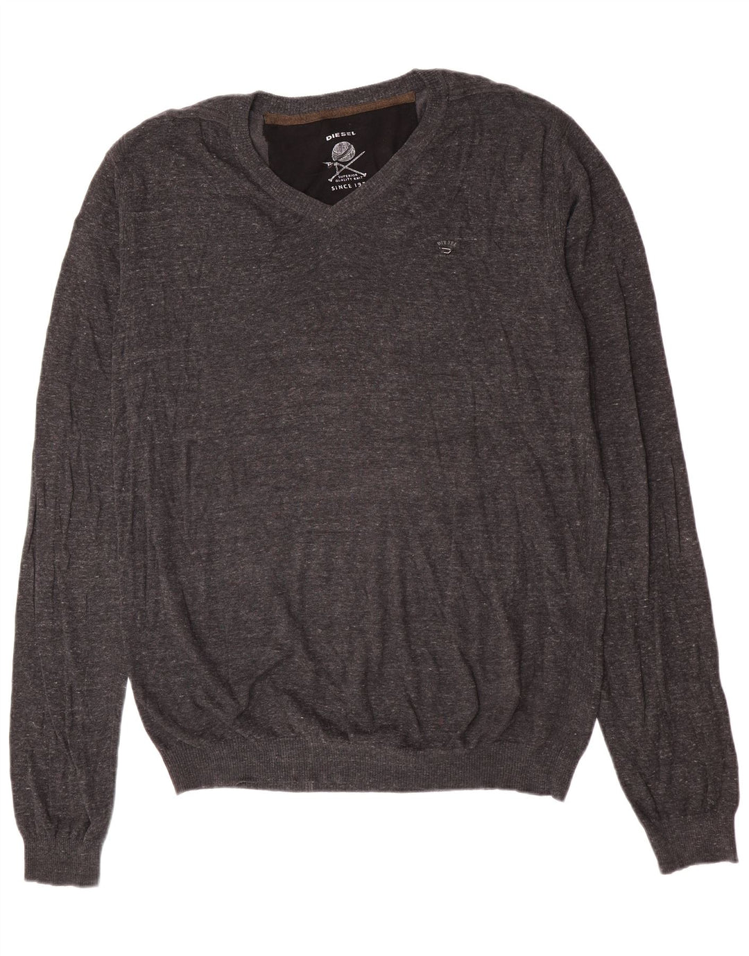 Maglione maglione da uomo con scollo a V Diesel 2XL cotone grigio