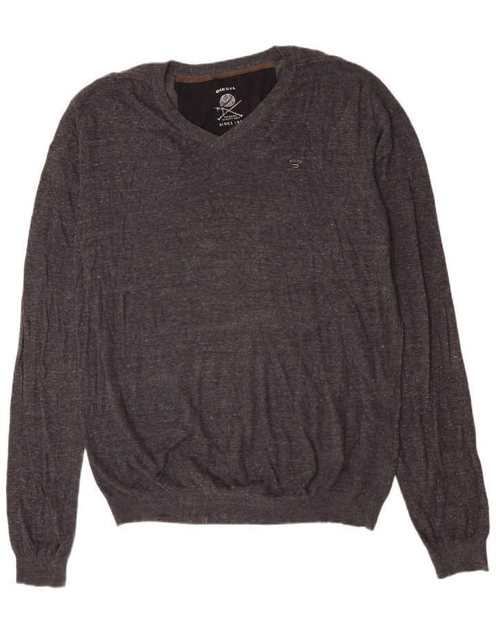 Maglione maglione da uomo con scollo a V Diesel 2XL cotone grigio