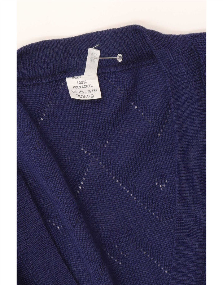 Maglione cardigan da donna vintage EU 38/40 Poliacrilico Chevron blu medio