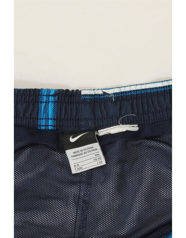 NIKE Mens Swimming Shorts 2XL  Navy Blue Check Vintage Nike and Second-Hand Nike from Messina Hembry 