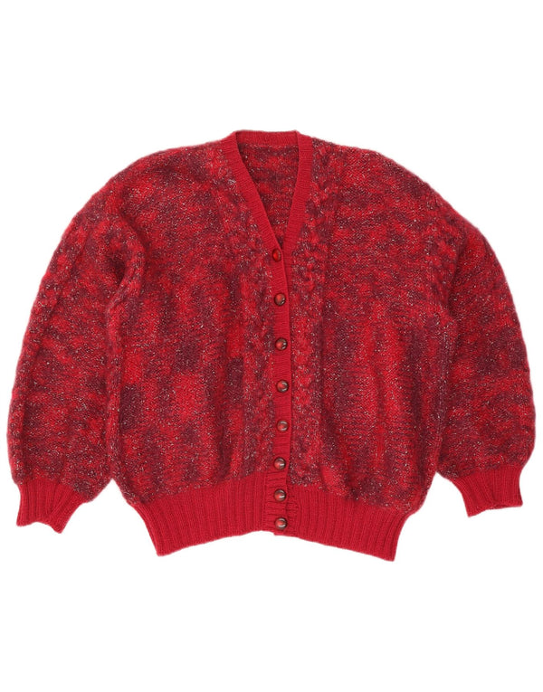 Maglione cardigan da donna vintage UK 16 grande rosso