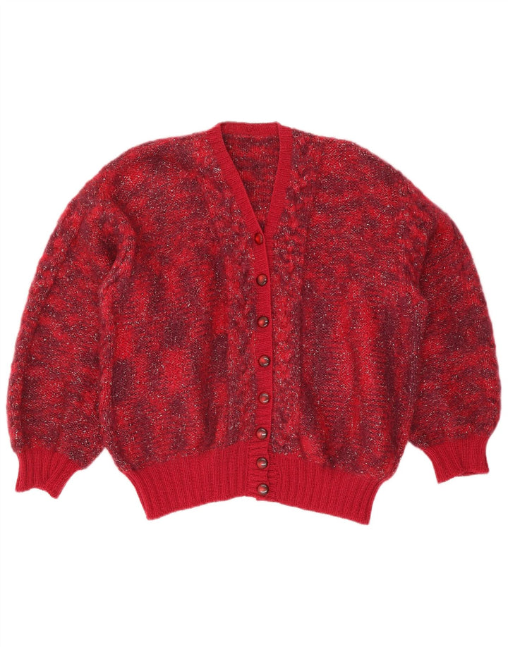 Maglione cardigan da donna vintage UK 16 grande rosso