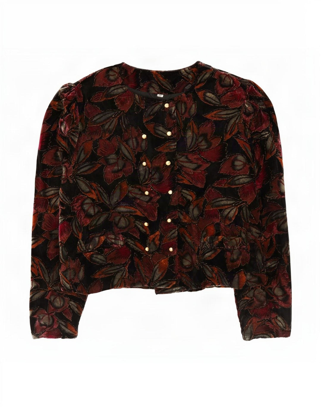 Giacca blazer vintage da donna in velluto IT 44 medio floreale multicolore