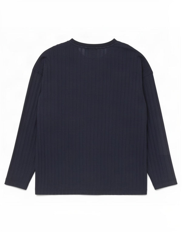 Marks & Spencer Top da donna a maniche lunghe UK 12 Medio Blu Navy Poliestere
