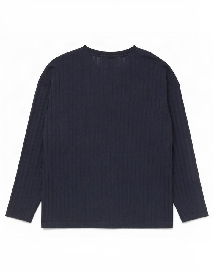 Marks & Spencer Top da donna a maniche lunghe UK 12 Medio Blu Navy Poliestere