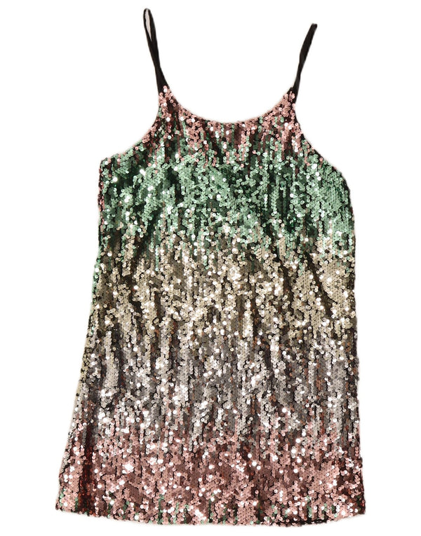 Abito a trapezio vintage da donna UK 12 medio multicolore chiazzato