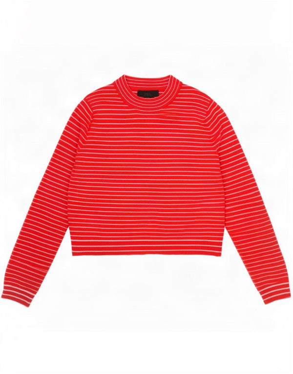 Maglione corto a collo alto da donna Zara UK 10 piccolo gessato rosso