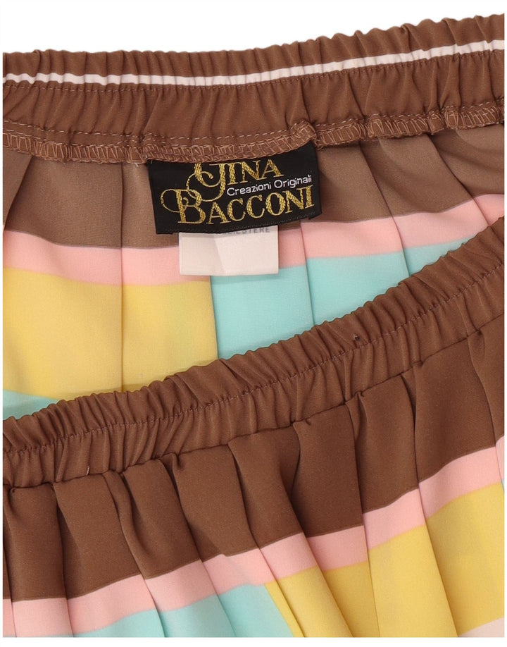 Gonna a pieghe da donna Gina Bacconi UK 16 Large W32 Marrone geometrico classico