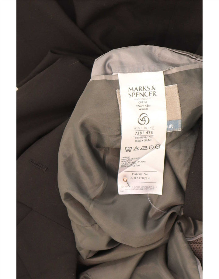 Giacca blazer a 3 bottoni Marks & Spencer da uomo UK 48 2XL poliestere nero
