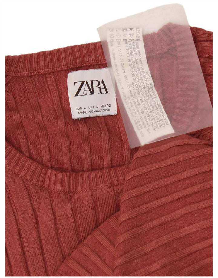 Maglione maglione girocollo da donna Zara UK 14 grande viscosa rossa