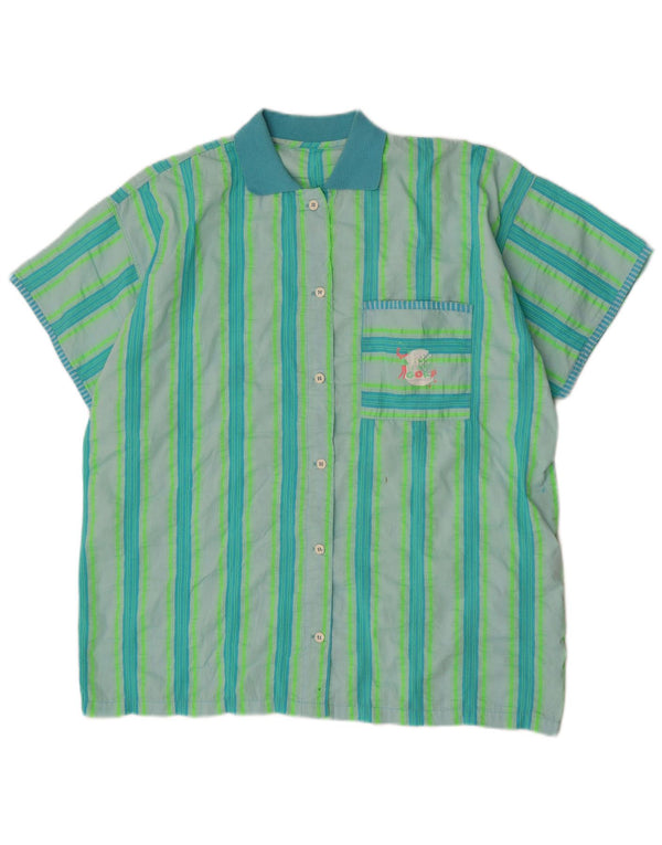 Camicia grafica oversize da donna vintage UK 14 a righe verdi grandi