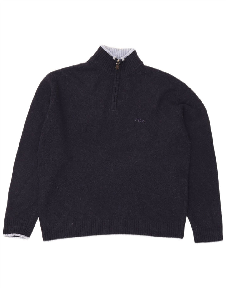 Maglione Fila da uomo con zip e collo grande in lana blu navy