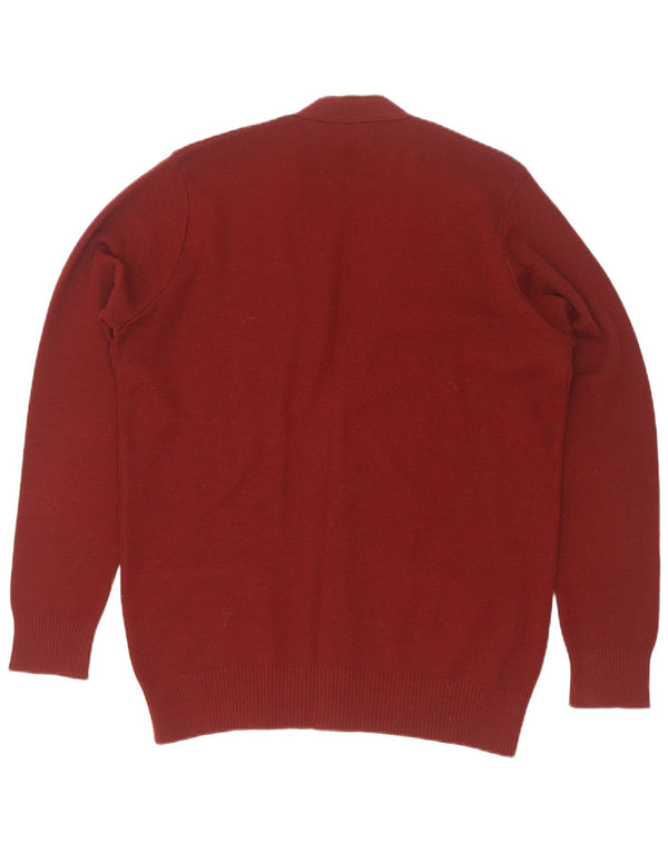 Maglione cardigan vintage da uomo IT 54 XL Lana vergine bordeaux