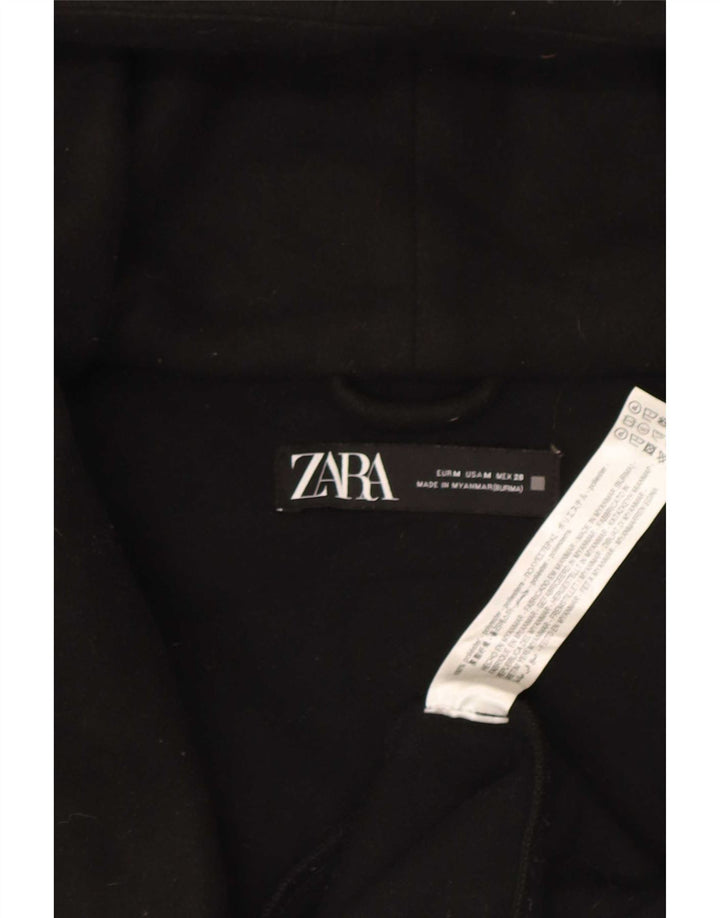 Cappotto con cappuccio da donna Zara UK 14 poliestere nero medio