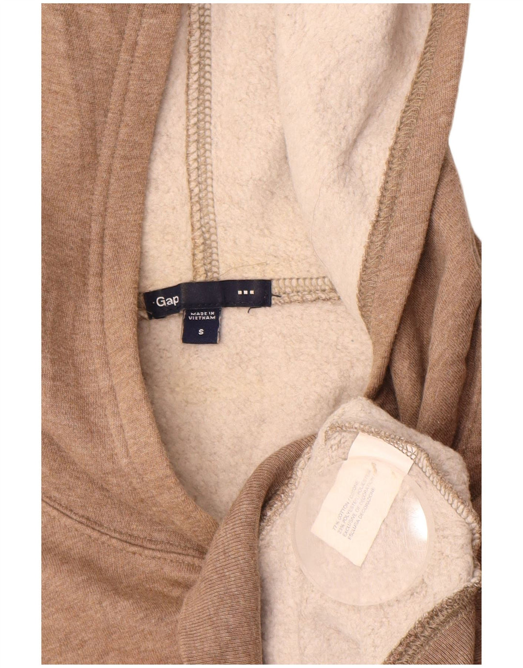 Maglione con cappuccio grafico da donna GAP UK 10 piccolo in cotone beige