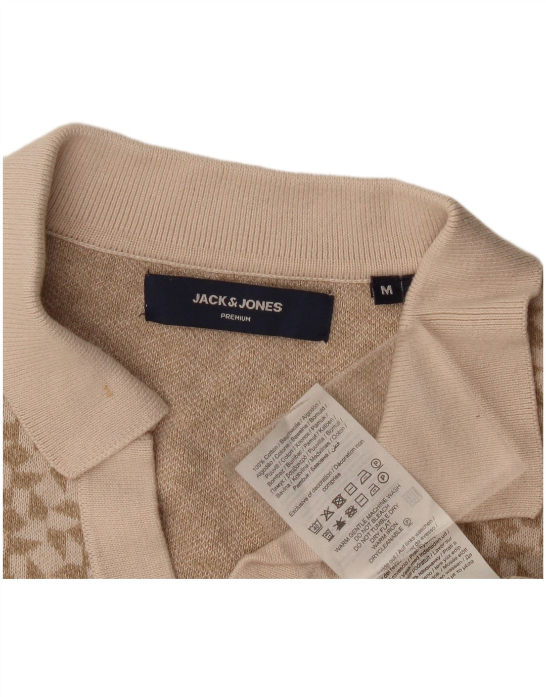 Polo da uomo Jack & Jones in cotone geometrico beige medio