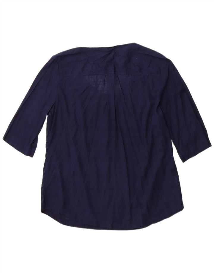 EDDIE BAUER Camicetta da donna con maniche a 3/4 Top UK 18 XL Cotone blu navy