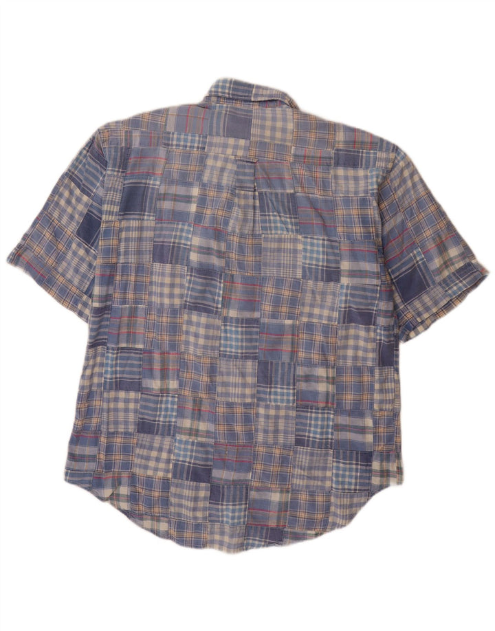 FILA Camicia a maniche corte da uomo grande in cotone patchwork blu
