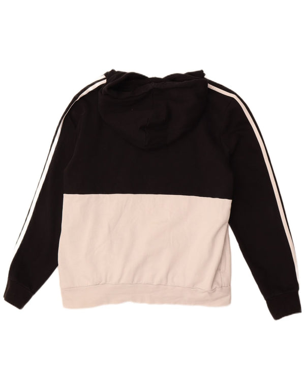 Felpa con cappuccio grafica da donna Adidas UK 16/18 grande cotone color block nero
