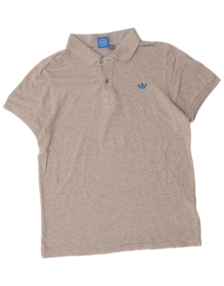 Polo Adidas da uomo in cotone mélange grigio medio
