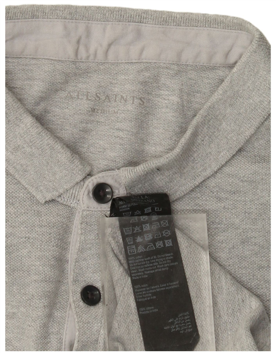 Polo da uomo All Saints in cotone grigio medio