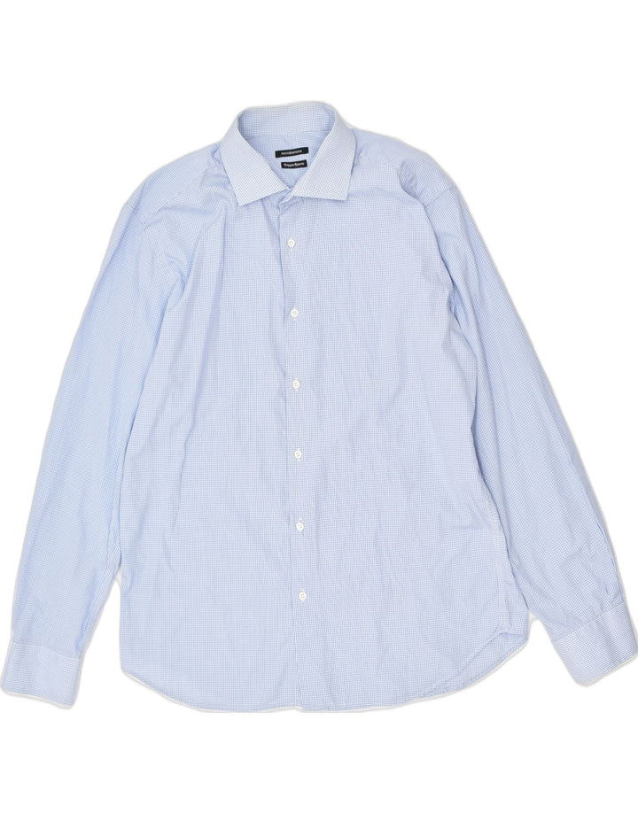 ROCCOBAROCCO Mens Shirt Large Blue Check Cotton | Vintage | Thrift | Second-Hand | Used Clothing | Messina Hembry 