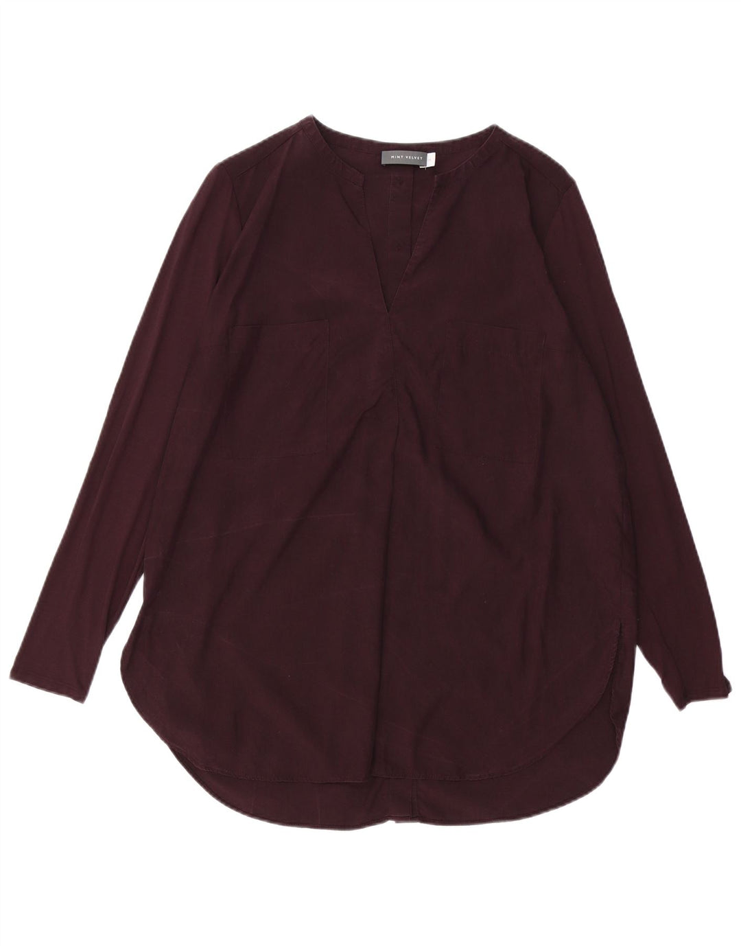 MINT VELVET Top tunica da donna UK 14 Large Bordeaux Poliestere