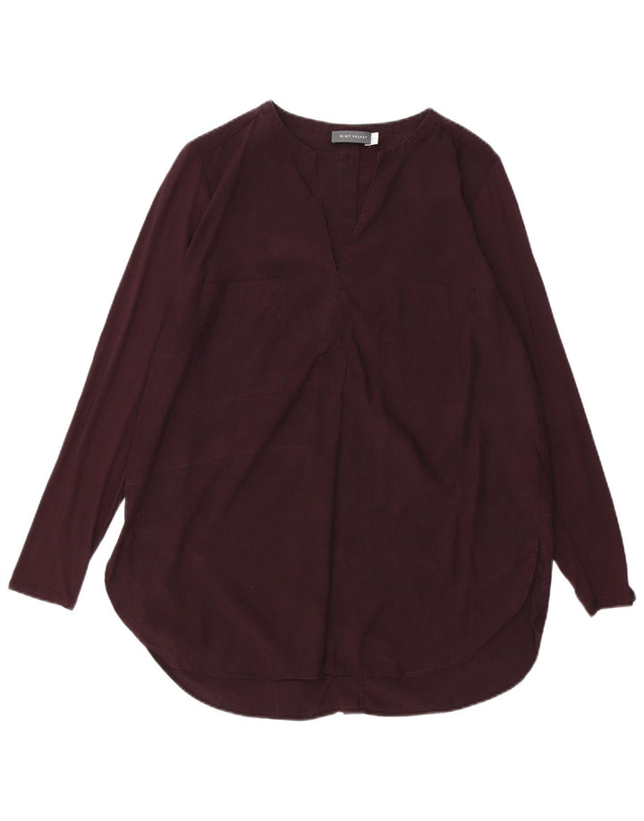 MINT VELVET Top tunica da donna UK 14 Large Bordeaux Poliestere