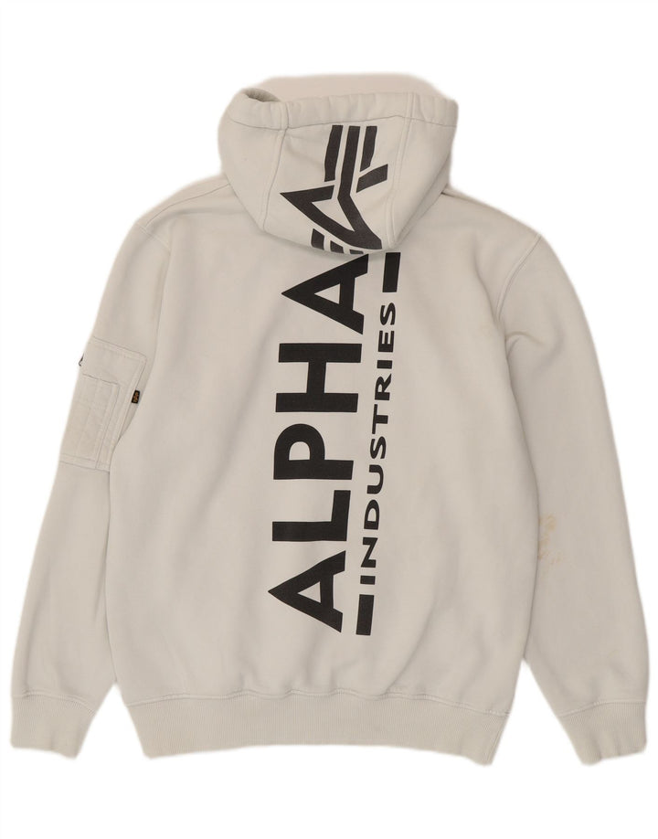 ALPHA INDUSTRIES Felpa con cappuccio grafica da uomo grande cotone bianco
