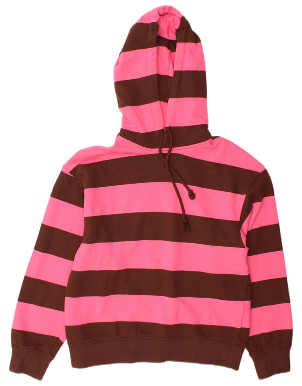 Maglione oversize con cappuccio da donna Zara UK 10 piccolo in cotone a righe rosa