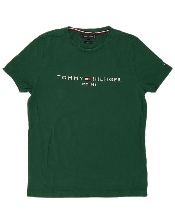 T-shirt grafica da uomo slim fit Tommy Hilfiger Top in cotone verde medio