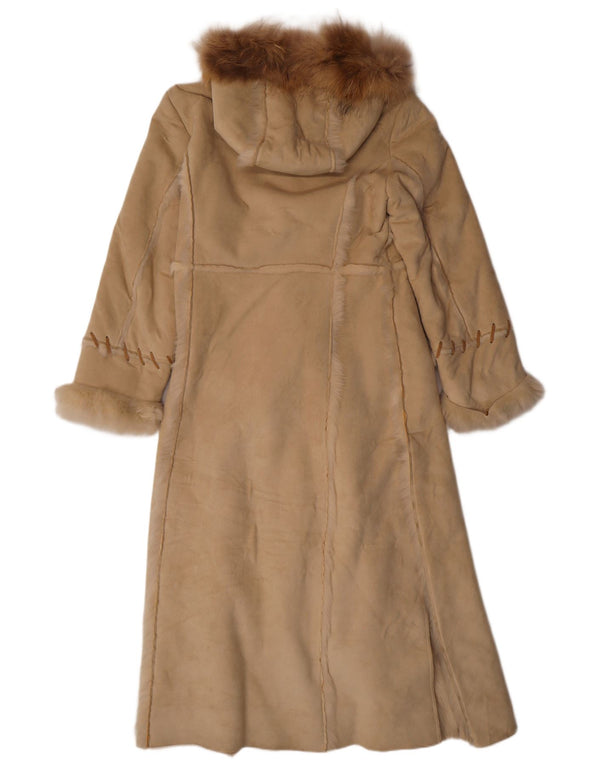 Soprabito sherpa con cappuccio da donna VINTAGE UK 14 Acrilico beige medio